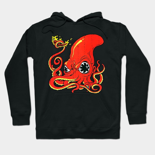 Red Hot Chili Octopus Vintage Hoodie by Ilustra Zee Art